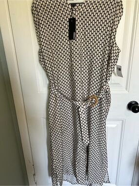 Mexx Black and Cream Geometric Sleeveless Maxi Dress